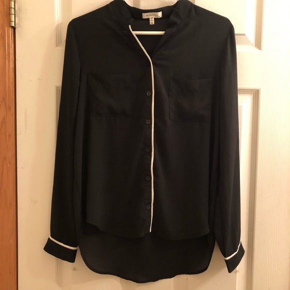 NWOT Monteau White Accent Long Sleeve Button Up - Picture 6 of 15